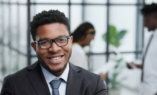 Stock image Handsome mature black male intellectual closeup portrait