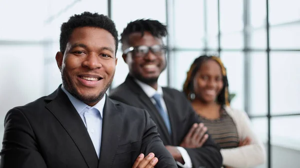 Group Young Business People Standing Office Lobby — Stock Photo, Image