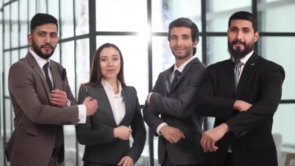 成功的商业团队微笑团队精神公司同事 — 图库视频影像