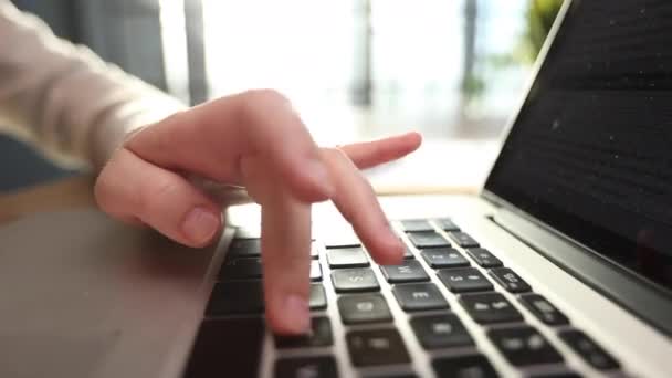 Dizüstü Bilgisayar Klavyesinde Yazı Yazan Ofis Masasında Internette Sörf Yapan — Stok video