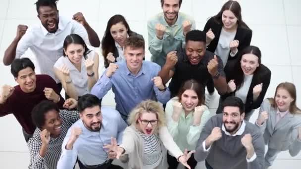 Groep Jonge Zakenmensen Vieren Hun Succes Succesconcept — Stockvideo