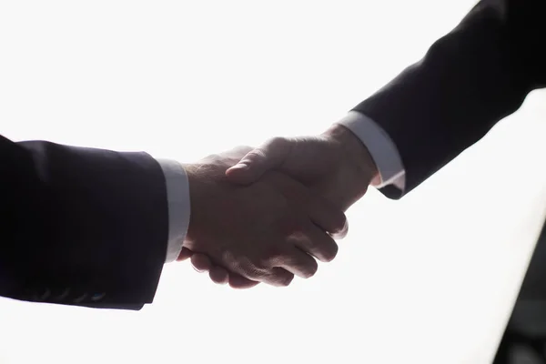 Geschäftlicher Handschlag Händchenhalten Auf Weißem Hintergrund — Stockfoto