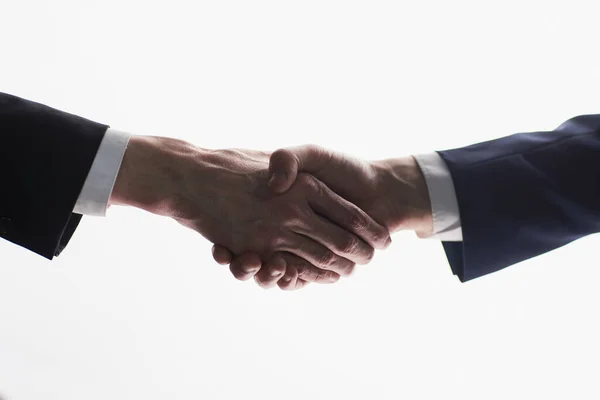２人のビジネスマンが握手を交わす 白を基調とした孤立したイメージ ビジネスコンセプト — ストック写真