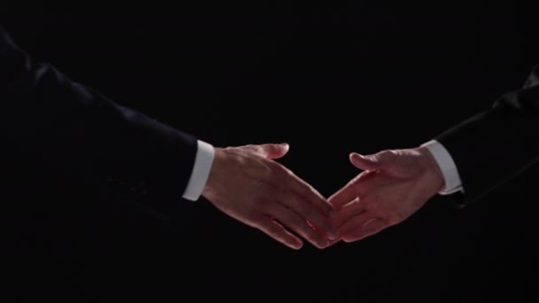 Рукопожатие Рука Черном Фоне Концепция Успеха — стоковое видео