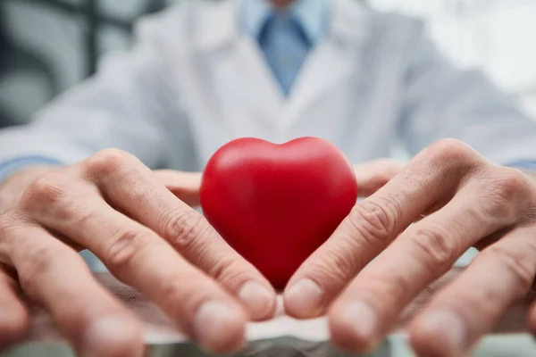 Doctor Holding Red Heart Hands Healthcare Medical Concept Generative — Stock Photo, Image