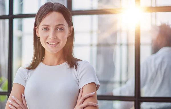 Portrait Young Business Woman Modern Office Stock Photo