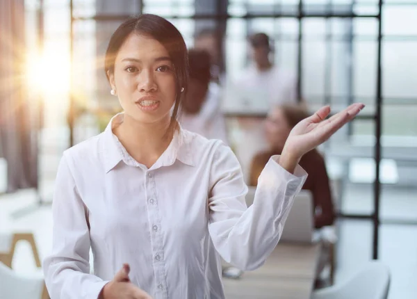 stock image young asian business lady in white shirt in the office