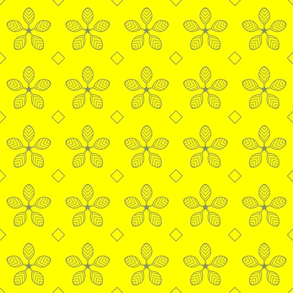Repeated Line Flowers Boxes Yellow Background Pattern Vector Design — Stock Vector