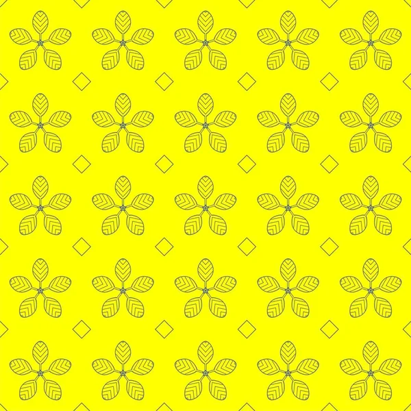 Lignes Répétées Fleurs Boîtes Sur Fond Jaune Motif Vectoriel Design — Image vectorielle