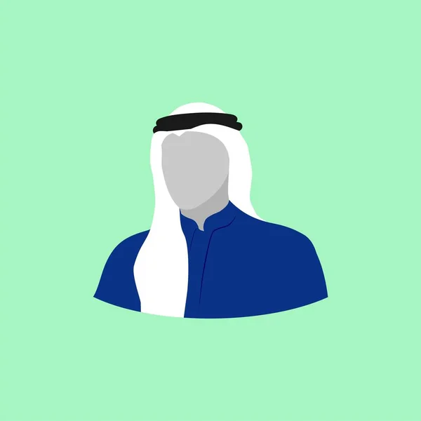 Pria Arab Berwajah Pada Latar Belakang Hijau Vektor Datar Ilustrasi - Stok Vektor