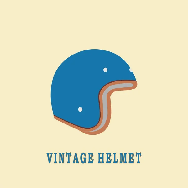 Jahrgang Blauer Helm Auf Gelbem Hintergrund Flache Vektorillustration — Stockvektor