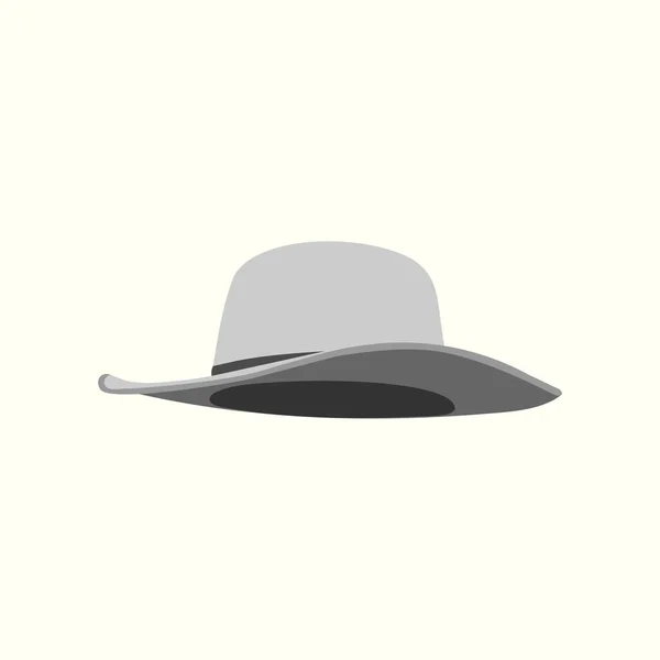 Sombrero Vaquero Gris Simple Ilustración Vector Plano — Vector de stock
