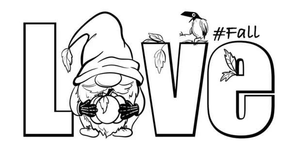 Cadılar Bayramı cücesi. Tişört, yastık ve kupada süblimleşme için el çizimi illüstrasyonu. Çizgi çizimleri, siyah beyaz çizimler. Poster, kartpostal, not defteri, çocuklar için renk kitabı