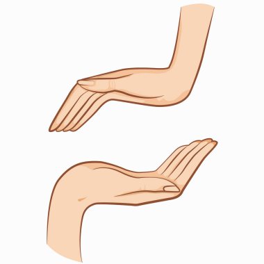 Tasarruf ve koruma jestini gösteren renkli iki elin çizimini göster