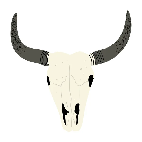 Cráneo Búfalo Dibujado Mano Ilustración Vectorial Aislada Estilo Plano — Vector de stock