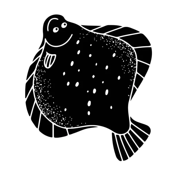 可爱的幼鱼 手绘矢量画以轮廓风格 具有纹理效果 — 图库矢量图片