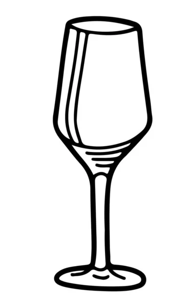 stock vector Hand drawn wine glass in line art design, simple outlined vector illustration