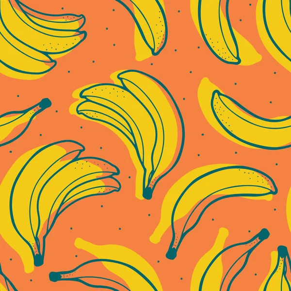 Padrão Sem Emenda Vetor Desenhado Mão Com Bananas Linha Estilos — Vetor de Stock