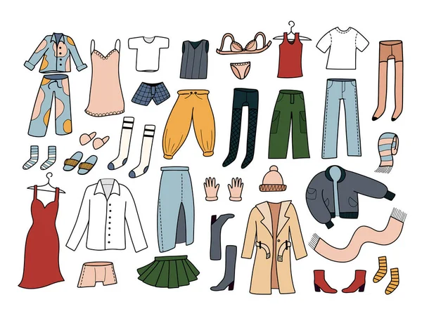 Μεγάλο Χέρι Που Σχεδιάζεται Casual Ρούχα Στυλ Γραμμή Doodle Απομονωμένη — Διανυσματικό Αρχείο