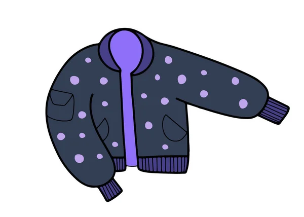 Hand Drawn Cute Polka Dot Bomber Jacket Doodle Line Design — Stock Vector
