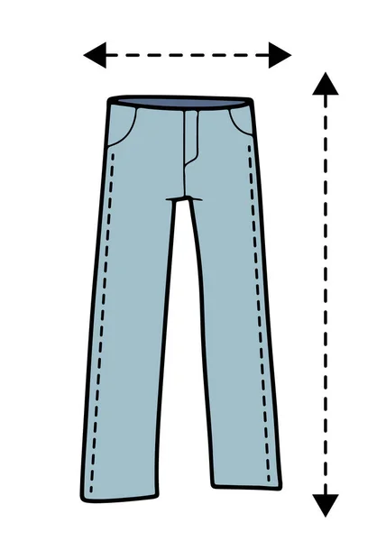 线条涂鸦设计中手工绘制的蓝色牛仔裤隔离向量图 — 图库矢量图片