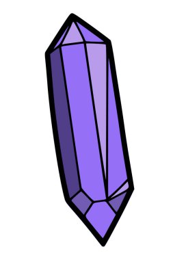 El çizimi menekşe ametist taşı tasarımı, beyaz arkaplanda izole vektör çizimi