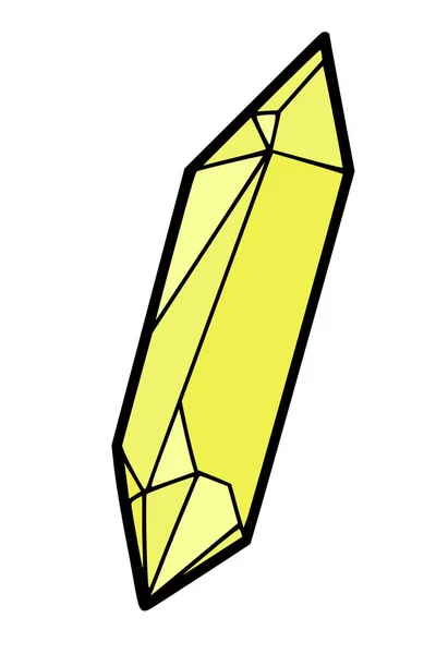 Χέρι Ζωγραφισμένο Κίτρινο Μαύρο Περίγραμμα Πολύτιμων Λίθων Κρύσταλλο Απομονωμένη Διανυσματική — Διανυσματικό Αρχείο