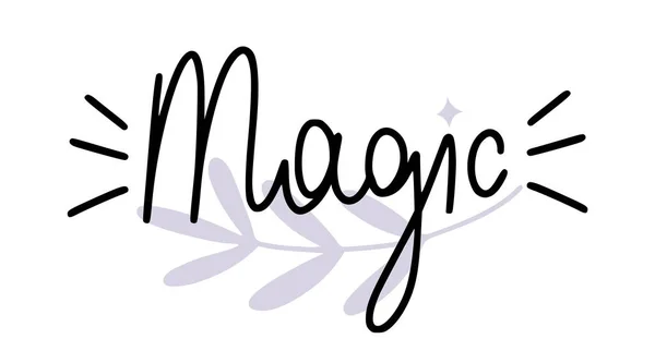 Handgeschreven Woord Magie Lijn Doodle Ontwerp Geïsoleerde Vector Illustratie Witte — Stockvector