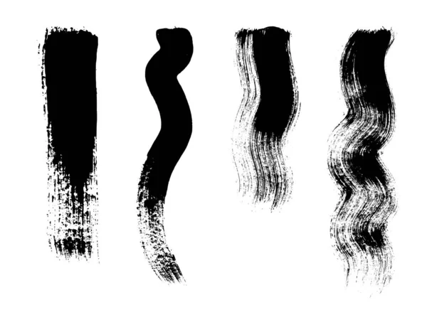 Hand Drawn Different Artistic Large Paintbrush Strokes Set Isolated Vector — Stock Vector