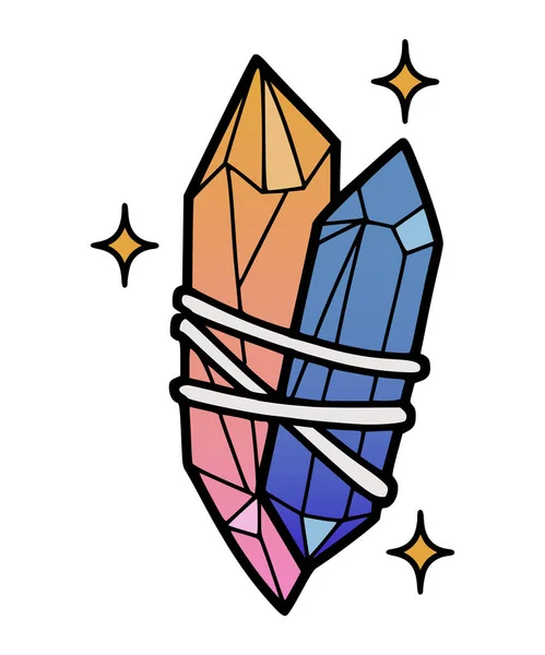 Hermosos Cristales Mágicos Dibujados Mano Ilustración Vectorial Aislada Sobre Fondo — Vector de stock
