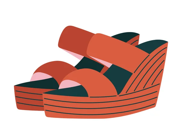 Sandales Compensées Pour Femmes Chaussures Été Illustration Vectorielle Isolée Plan — Image vectorielle