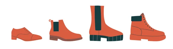 Ensemble Avec Quatre Paires Chaussures Unisexes Chaussures Décontractées Automne Hiver — Image vectorielle