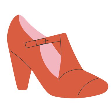 Topuklu kadın ayakkabıları, sıradan ofis ayakkabıları. Düz tasarımda izole vektör illüstrasyonu
