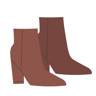 Geniş topuklu, izole edilmiş düz tasarım vektör çizimi olan klasik Sonbahar ayakkabıları.