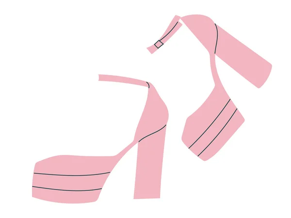 Kadın Yüksek Topuklu Pembe Sandaletleri Düz Tasarımda Izole Vektör Illüstrasyonu — Stok Vektör
