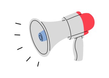 Düz tasarım basit megafon hoparlörü, izole vektör illüstrasyonu