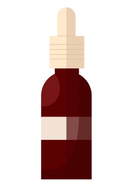 Serum, yağ ya da pipetli diğer kozmetik ürünler için cam kap. Beyaz, düz tasarım vektör illüstrasyonunda izole