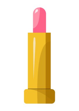 Basit düz dizaynlı pembe ruj tüpü. Beyaz vektör illüstrasyonunda izole