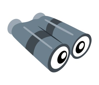 Gözleri olan el yapımı dürbünler, arama, izleme ve denetleme konsepti. Beyaz arkaplan vektör çiziminde izole