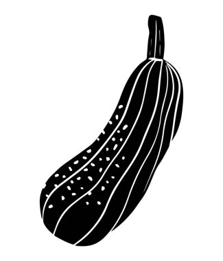 Kabak sebzesi, el yapımı linocut tasarımı. İzole vektör illüstrasyonu