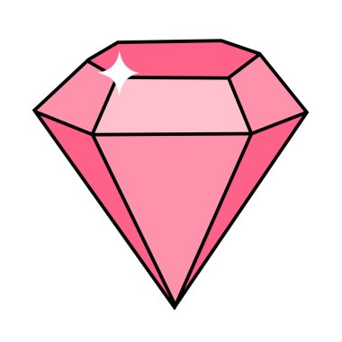 Düz dizaynlı parlak pembe elmas ve siyah çizgili vuruş. Düzenlenebilir vuruşla el çizimi vektör çizimi