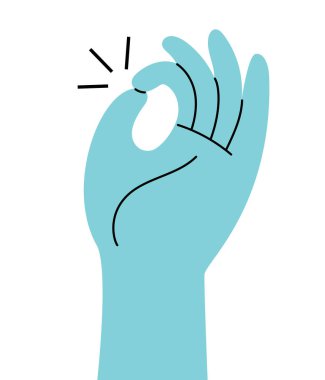 Om el hareketi işareti, el çizimi izole vektör çizimi. Düz tasarımda yoga, meditasyon ve uyum işareti