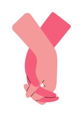 Parmaklarını romantik bir şekilde birbirine bağlayan iki el. El çizimi izole vektör çizimi