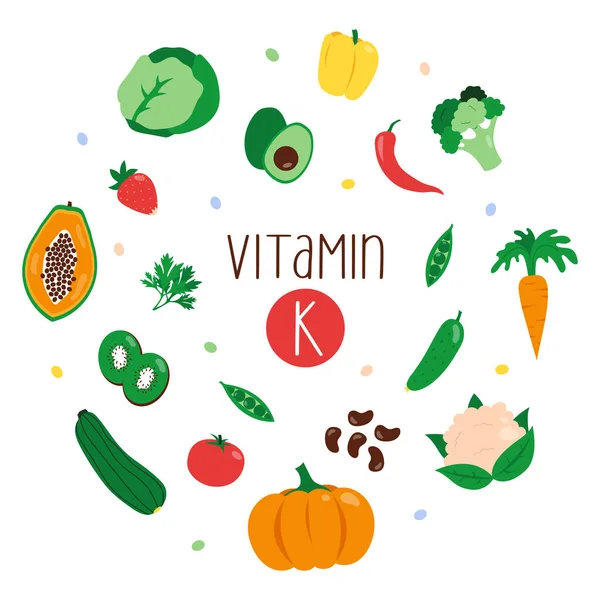 Συλλογή Πηγών Βιταμίνης Διαιτητικά Προϊόντα Φυσική Βιολογική Διατροφή Επίπεδη Διανυσματική — Διανυσματικό Αρχείο