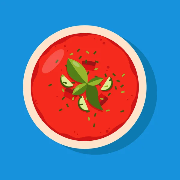 Gazpacho Base Légumes Crus Mélangés Soupe Froide Sur Fond Bleu — Image vectorielle