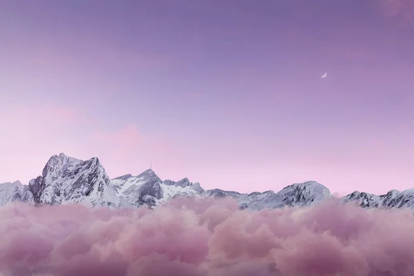 Vista Sobre Nuvens Cor Rosa Para Maciço Alpstein — Fotografia de Stock