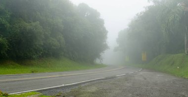 Estrada da Graciosa, state of Paran, Brazil, on a foggy day clipart
