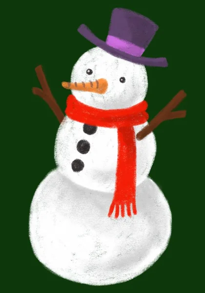 Chalk Illustration Snowman — Stock Photo, Image