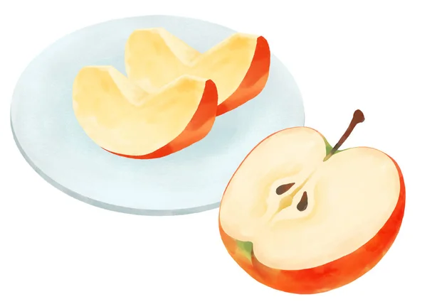 Illustration Eines Geschnittenen Apfels — Stockfoto