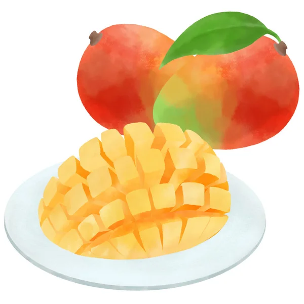 Illustration Einer Geschnittenen Mango Die Köstlich Aussieht — Stockfoto